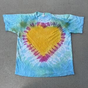 Vintage 90s tie dye yellow heart shirt